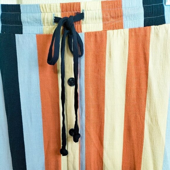 1080)LuLaRoe Blue Peach Striped Tie Waist Skirt Size XL - Picture 6 of 8